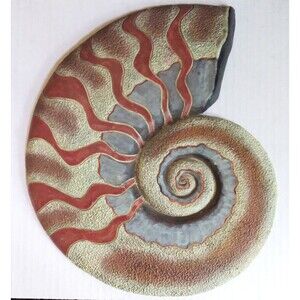 Vintage NAUTILUS Hanging Wall Art Sculpture Decor 10" x 12" Resin